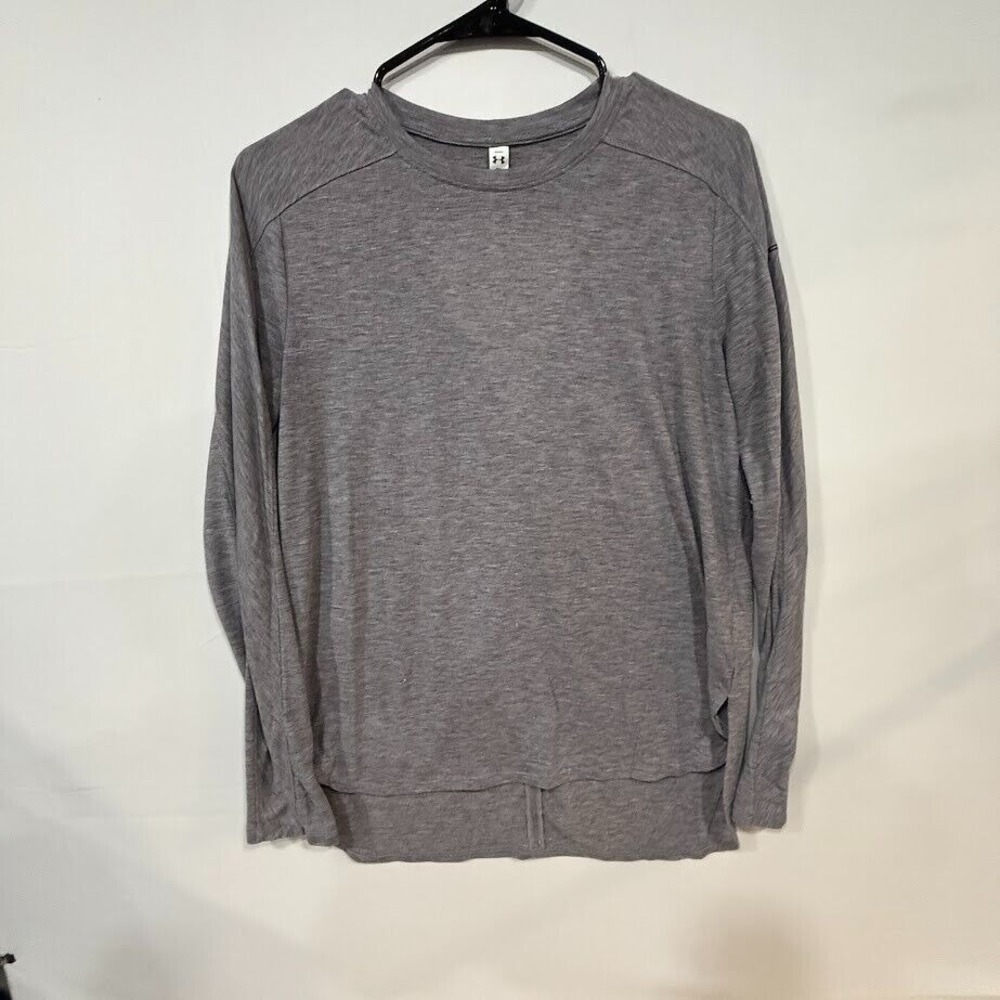 Under Armour Womens Small Gray Long Sleeve Open Back Loose Fit Athletic Top